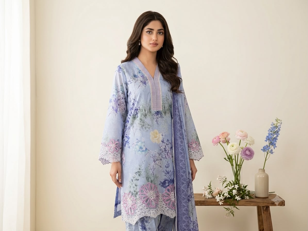 Lavender 3Piece Stitched