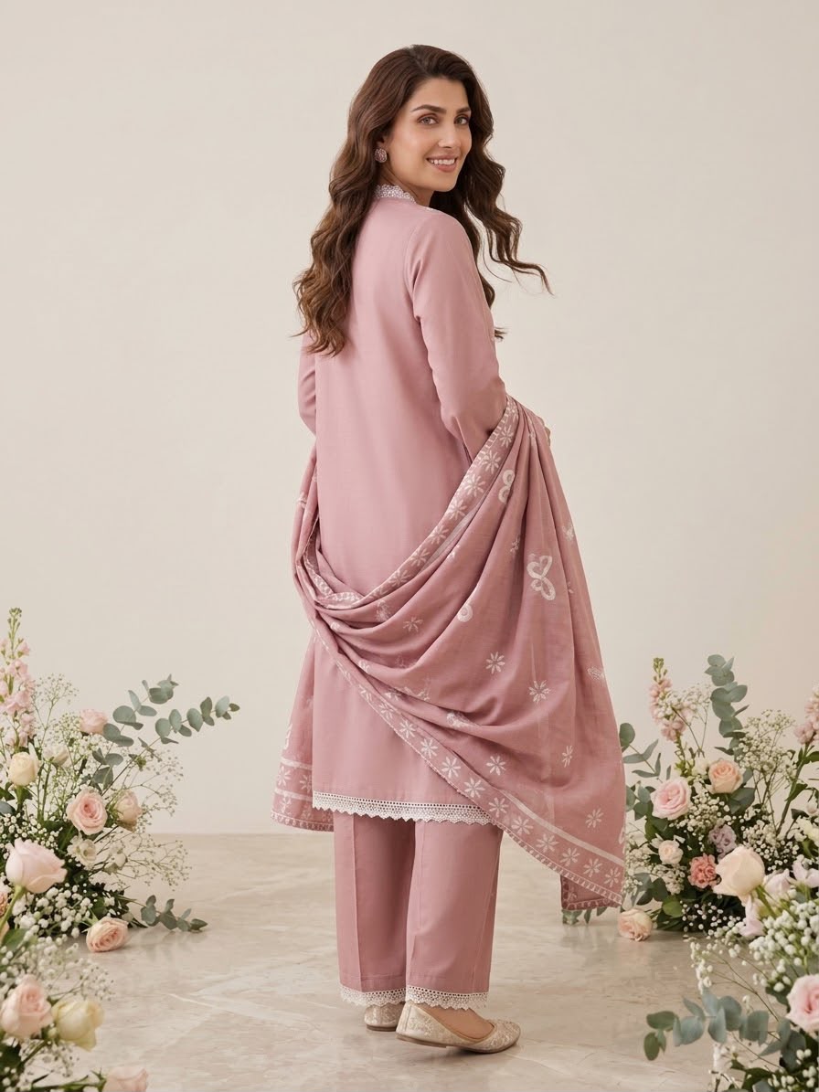 Dusty Pink Stitched 3Piece